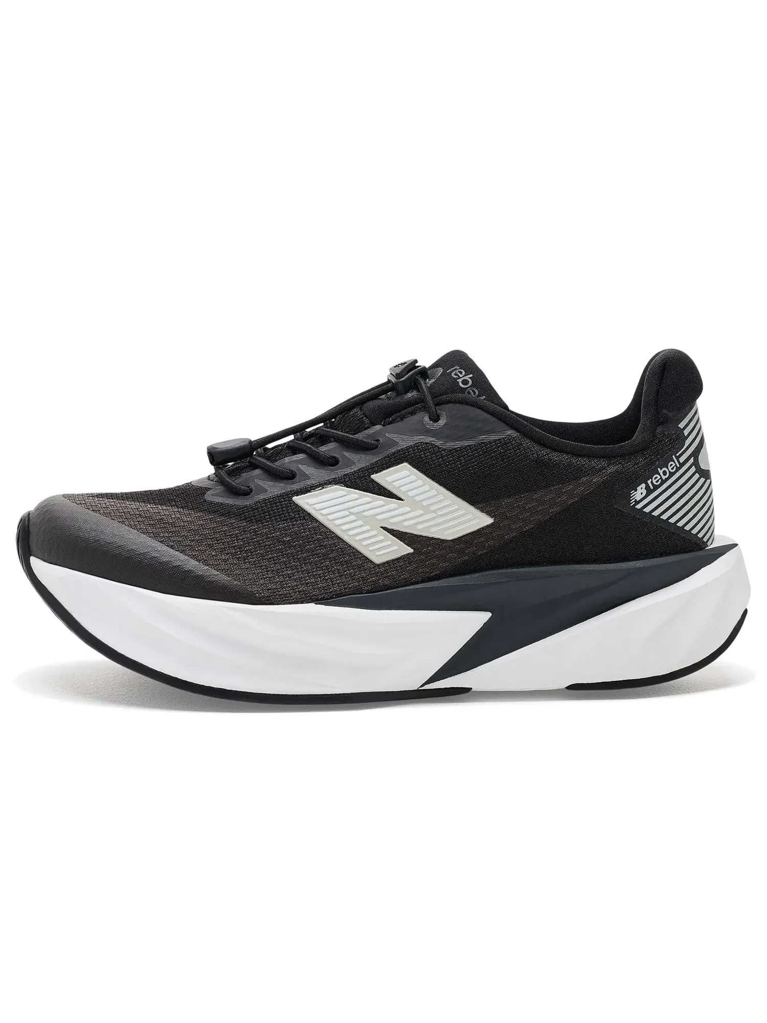 Кроссовки FuelCell Rebel Bungee Lace w/Toggle (для маленьких детей) New Balance Kids — изображение 4 из 4, черный/белый