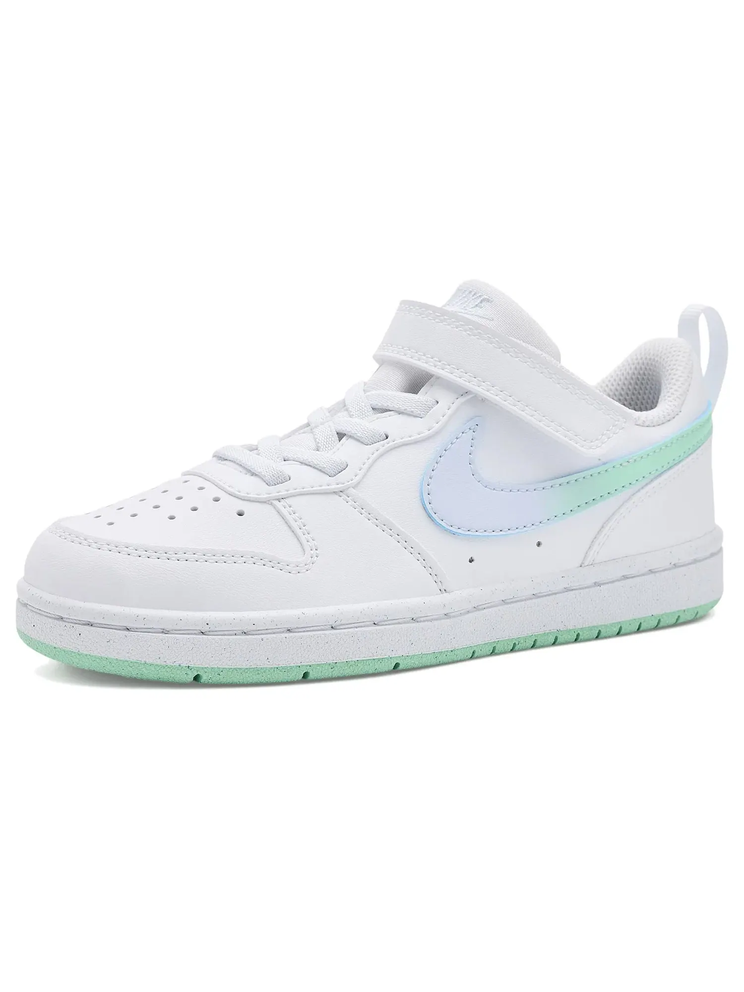 Кроссовки Court Borough Low Fade (для маленьких детей) Nike Kids — изображение 1 из 4, белый/зеленый/серый