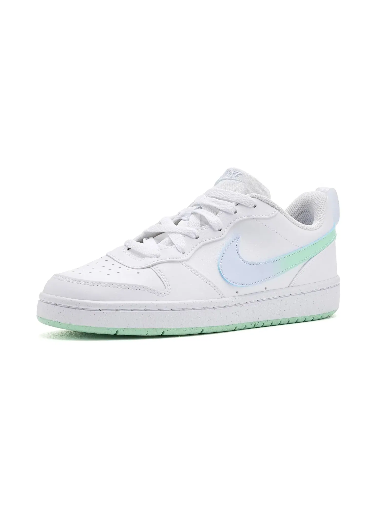 Кроссовки Court Borough Low Fade (для больших детей) Nike Kids — изображение 1 из 4, белый/зеленый/серый