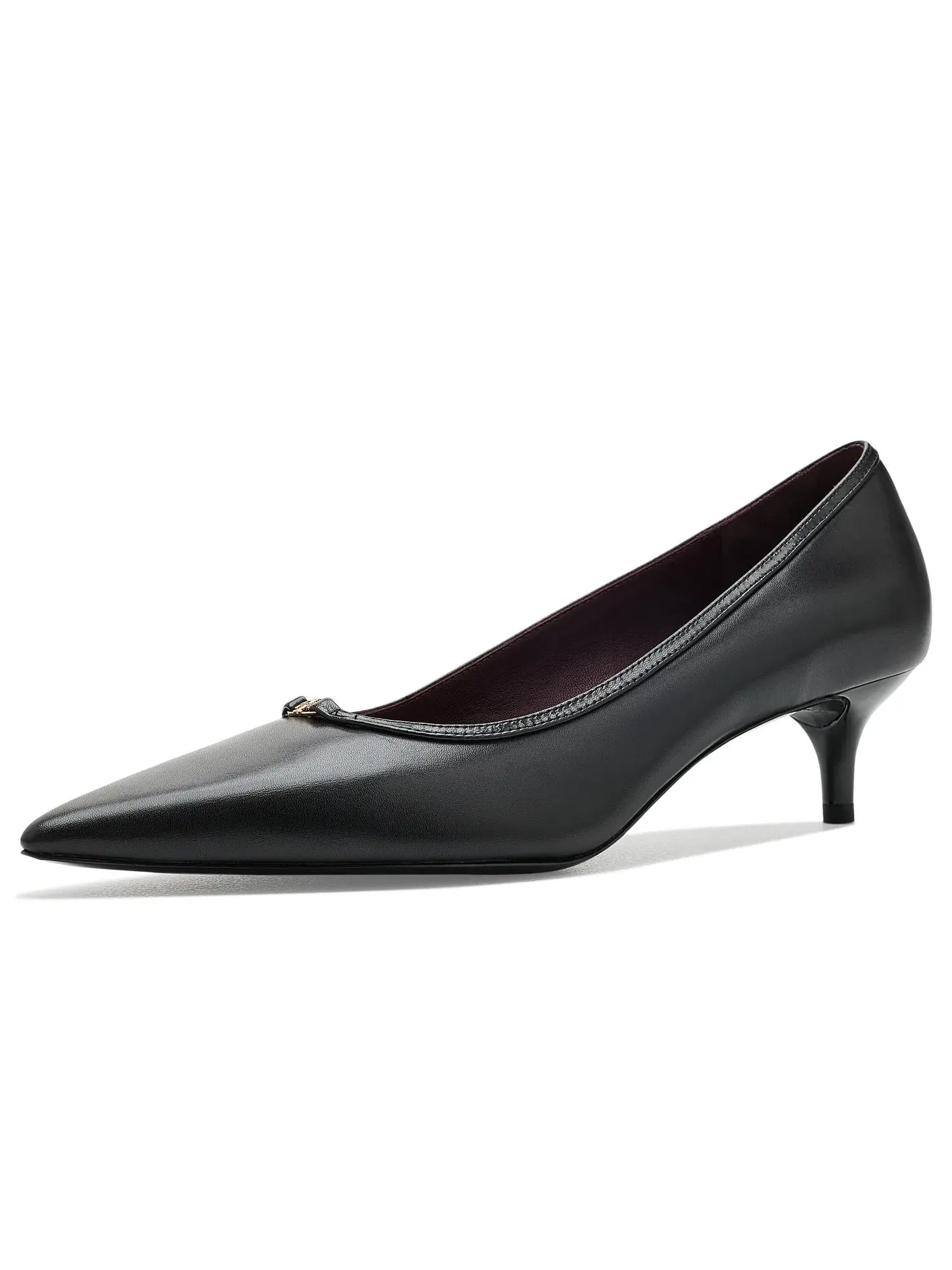Туфли на низком каблуке Double T Buckle Kitten Heel Pumps 45mm Tory Burch — изображение 1 из 4, черный/черный