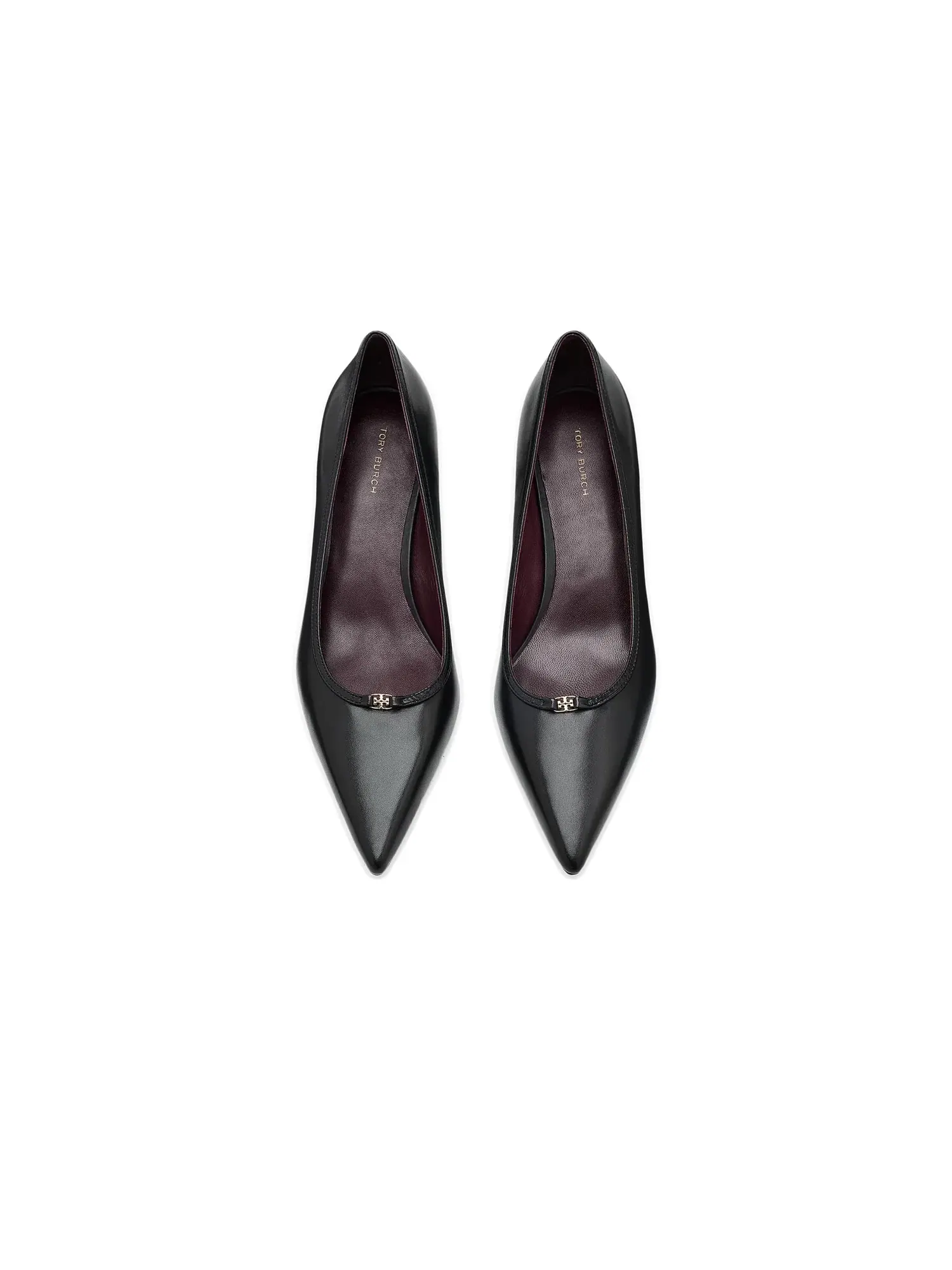 Туфли на низком каблуке Double T Buckle Kitten Heel Pumps 45mm Tory Burch — изображение 2 из 4, черный/черный