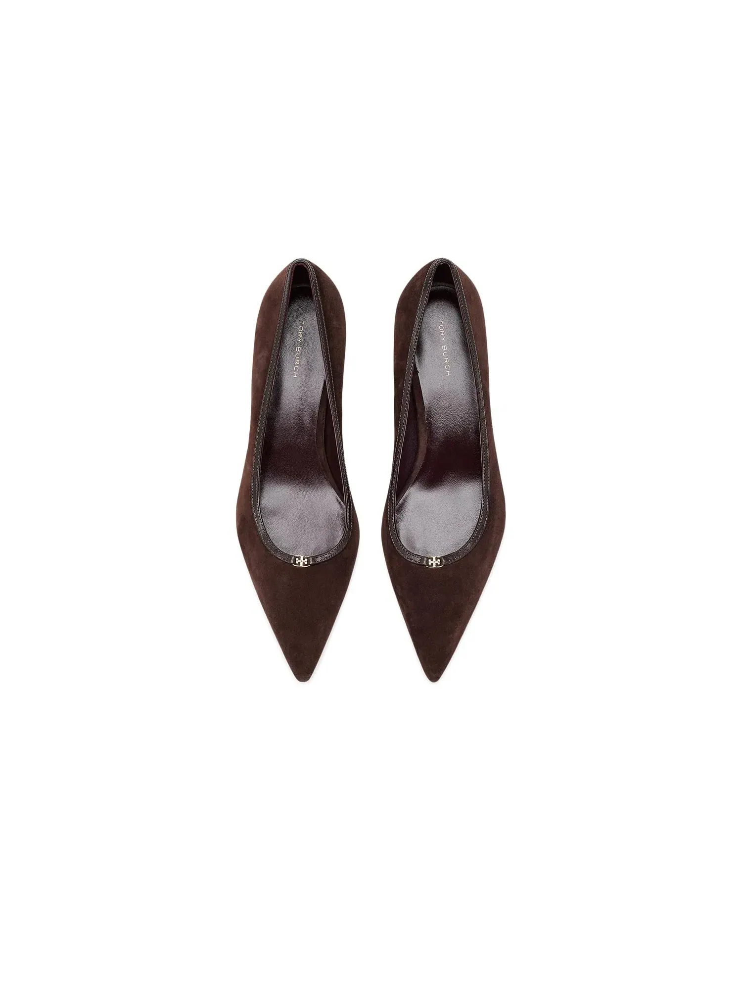 Туфли на низком каблуке Double T Buckle Kitten Heel Pumps 45mm Tory Burch — изображение 2 из 4, коричневый