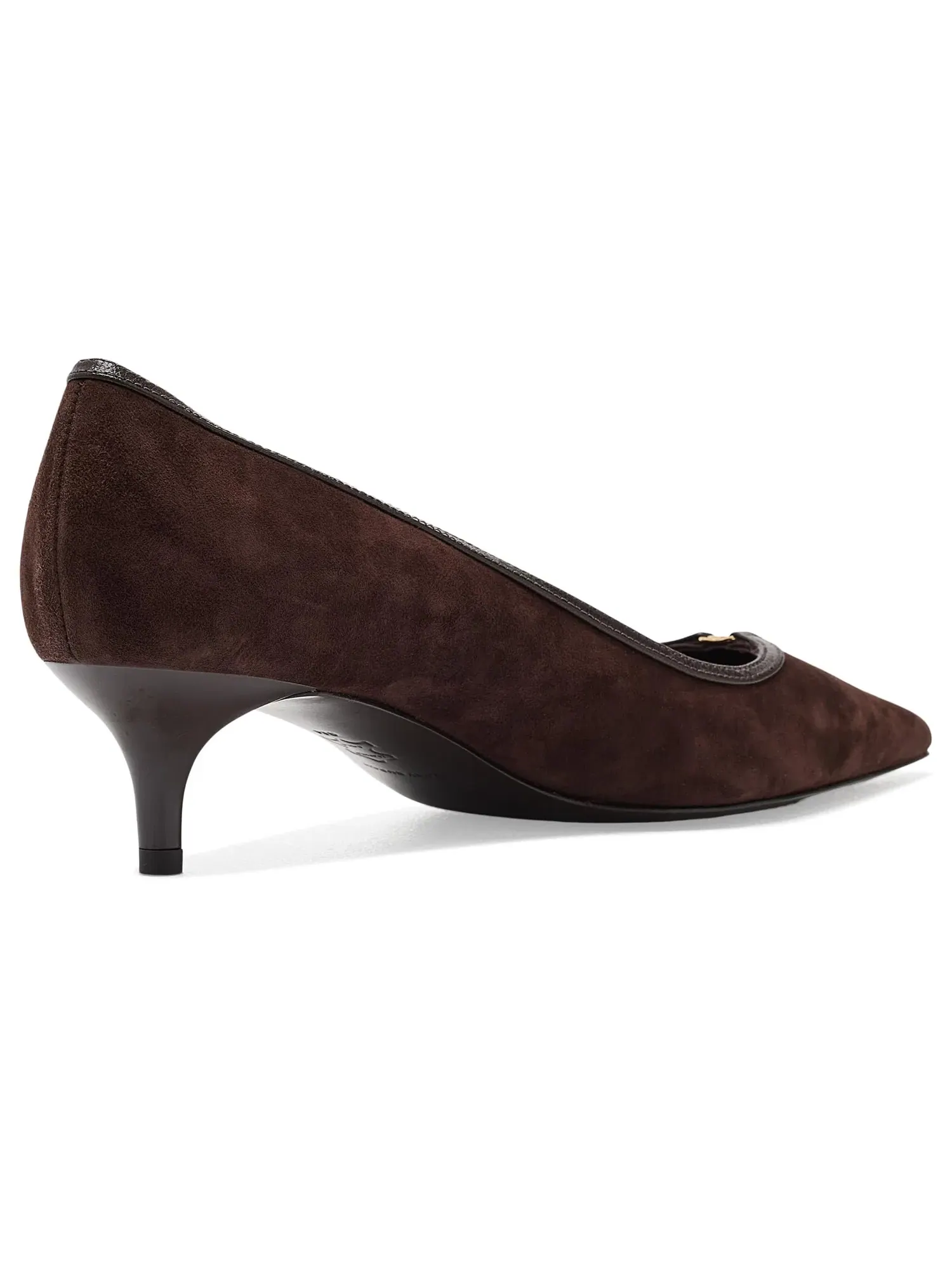 Туфли на низком каблуке Double T Buckle Kitten Heel Pumps 45mm Tory Burch — изображение 3 из 4, коричневый