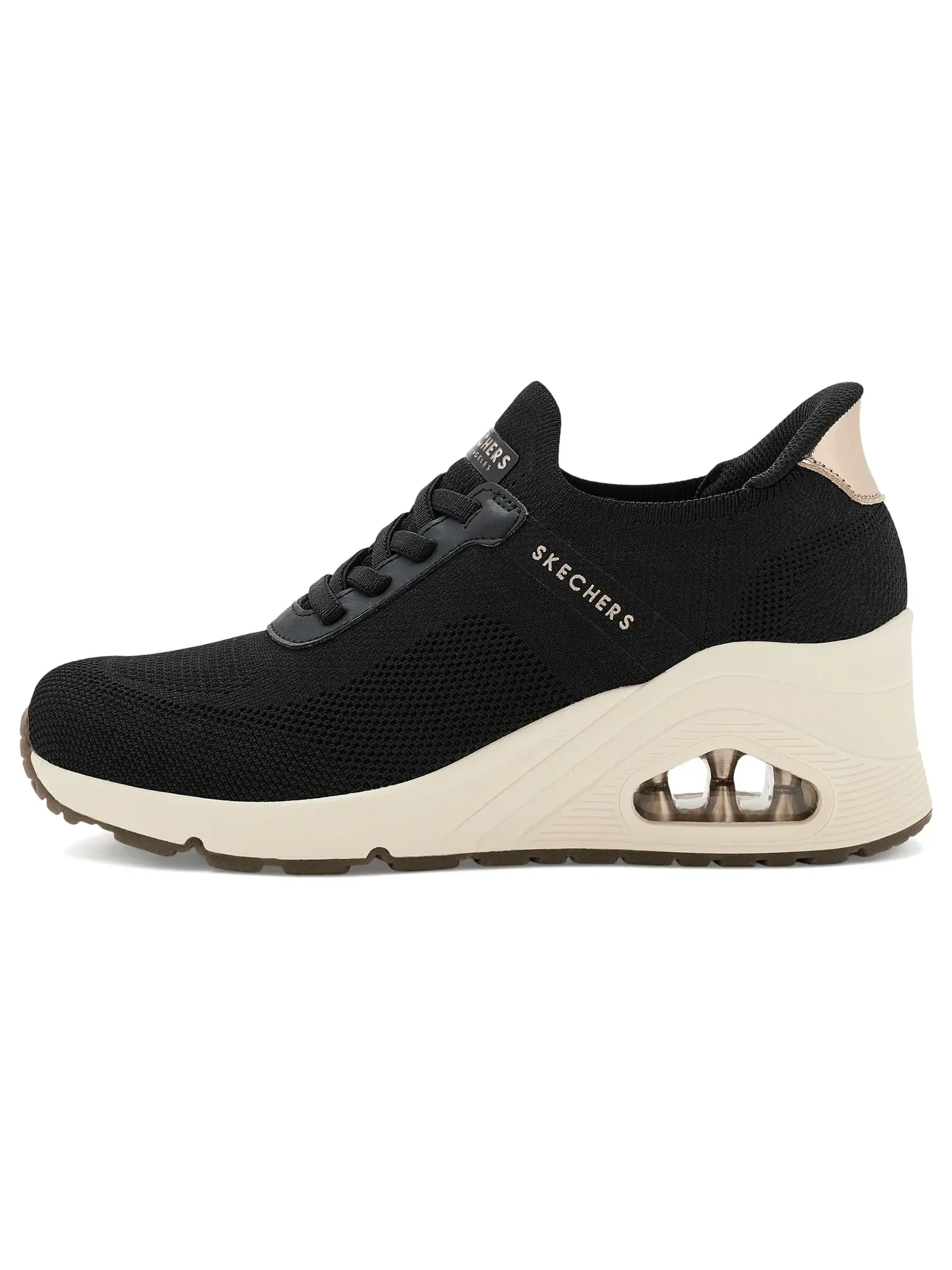 Кроссовки Uno Wedge - Slip N Knit Hands Free Slip-Ins Skechers — изображение 4 из 4, черный
