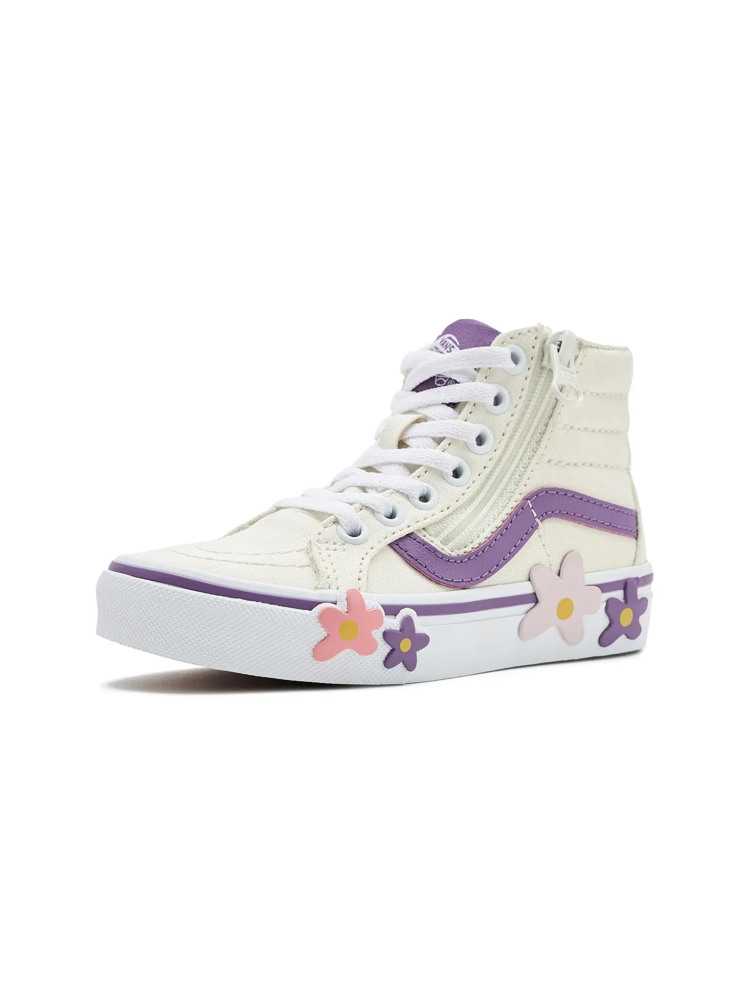 Кроссовки Sk8-Hi Reissue Side Zip (для маленьких детей) Vans Kids — изображение 1 из 4, бежевый