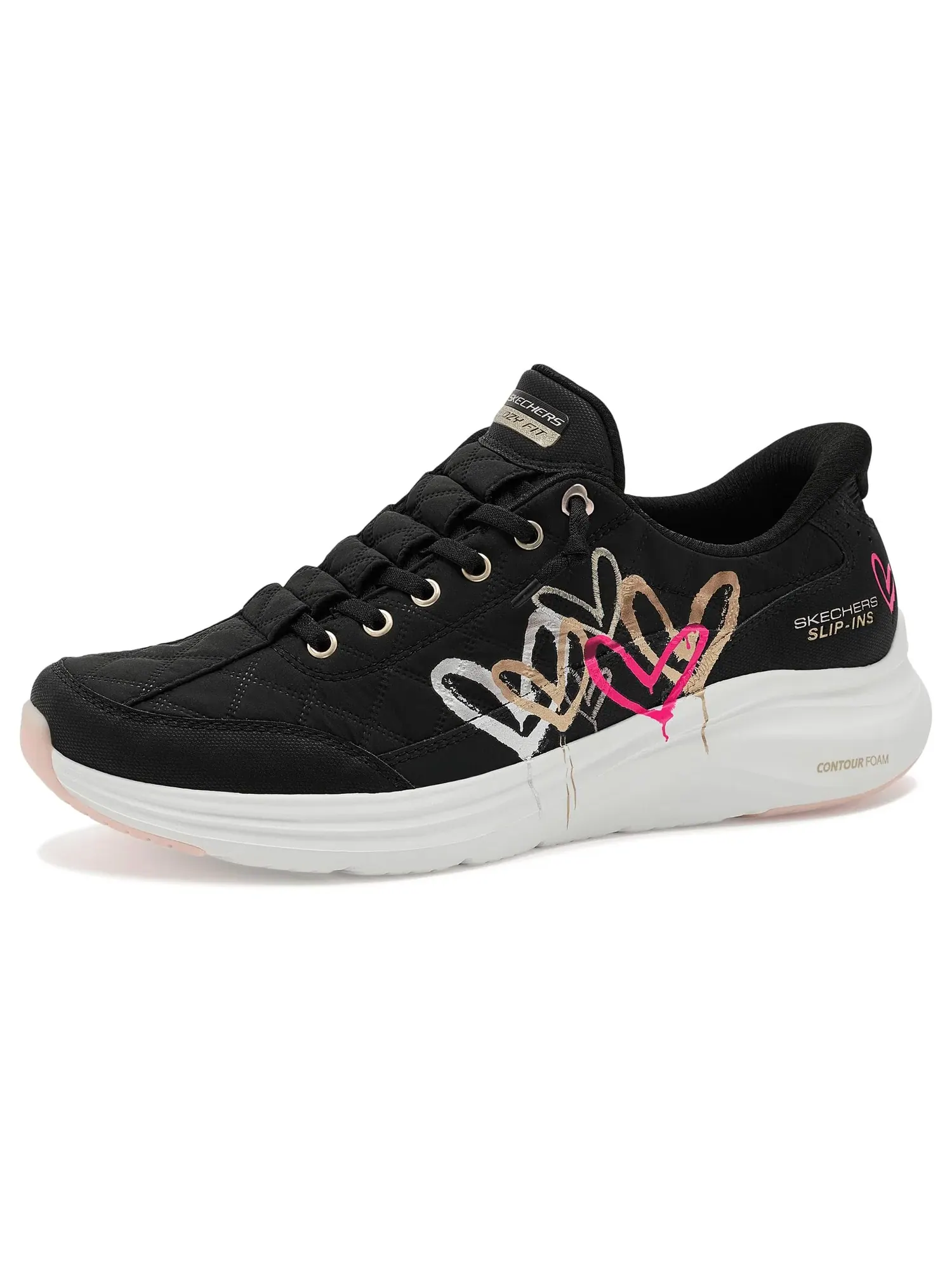 Кроссовки Contour Foam Cozy Fit Golden Embrace Hands Free Slip-ins Skechers — изображение 1 из 4, черный золотистый
