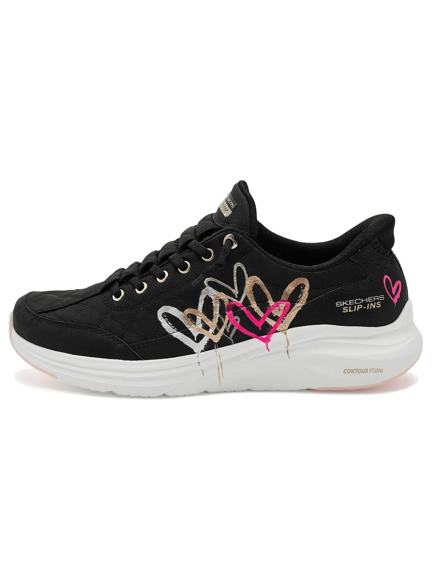 Кроссовки Contour Foam Cozy Fit Golden Embrace Hands Free Slip-ins Skechers — изображение 4 из 4, черный золотистый