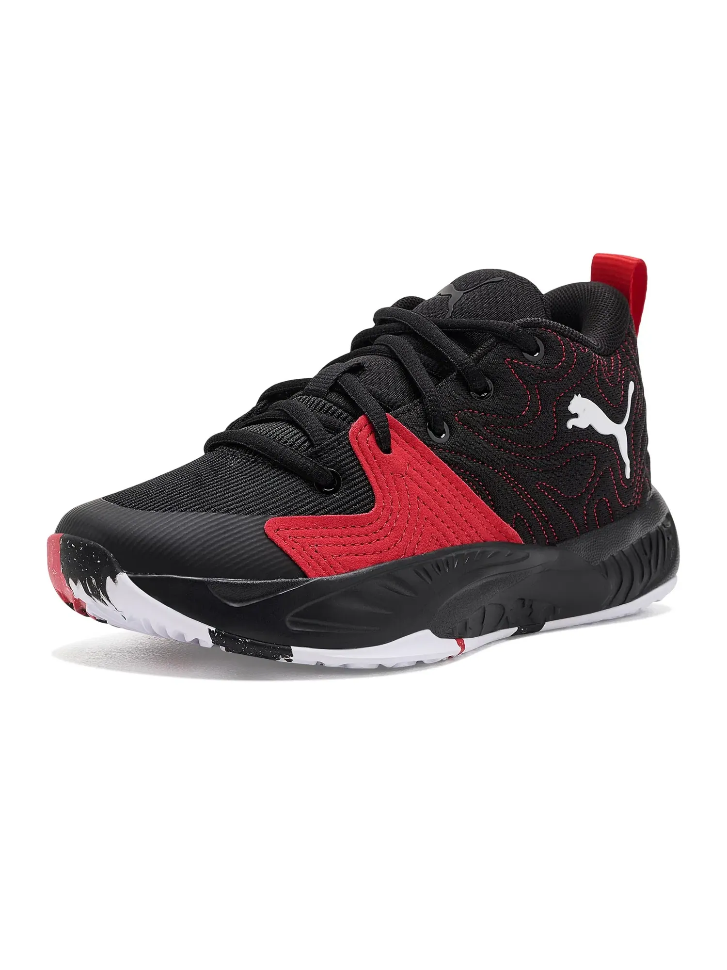 Баскетбольные кроссовки Court Pro 3 (для маленьких и больших детей) Puma Kids — изображение 1 из 4, черный/белый/красный