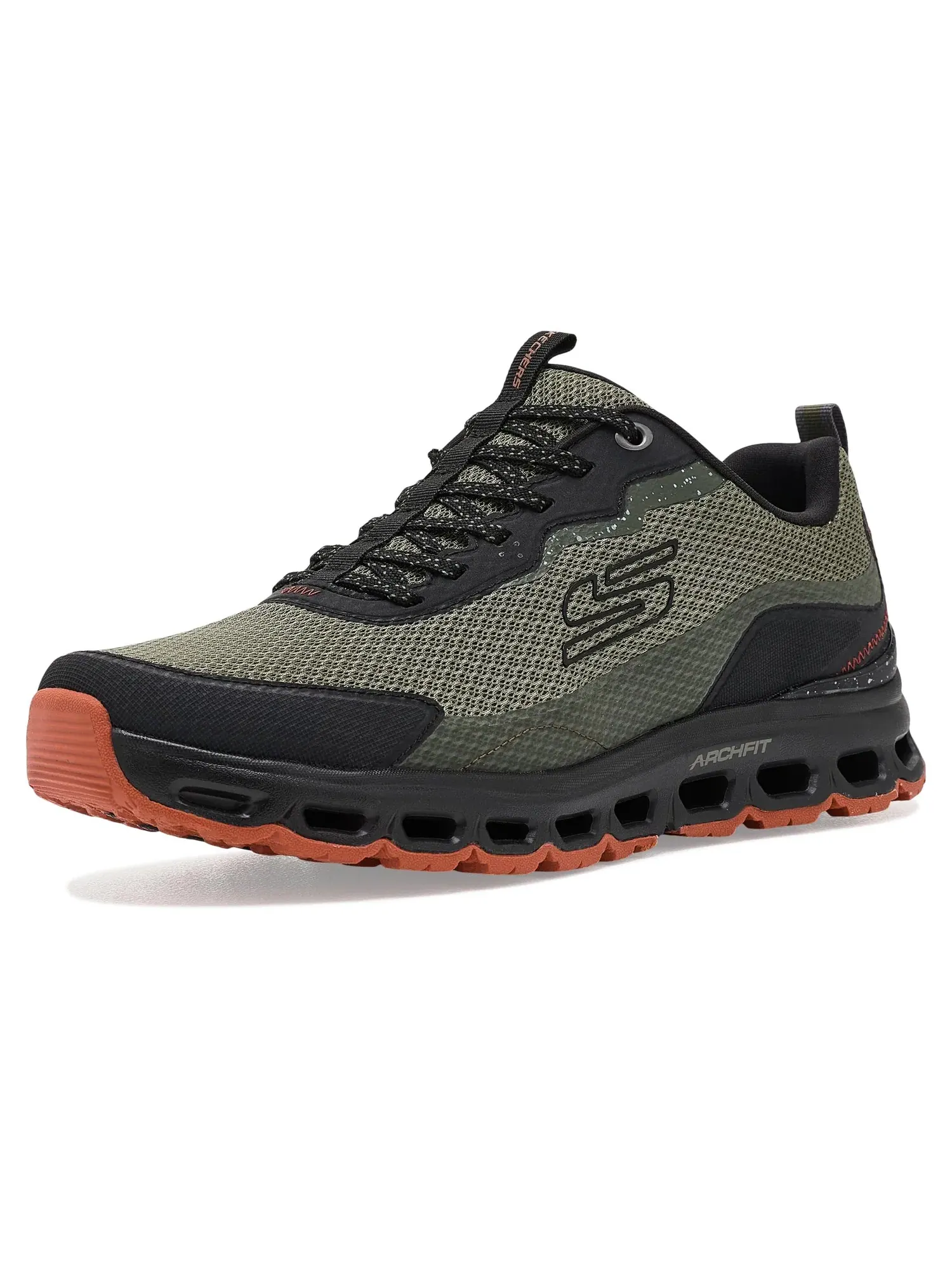 Кроссовки Arch Fit Glide-Step AT Barnard Hill Skechers — изображение 1 из 4, оливковый/черный