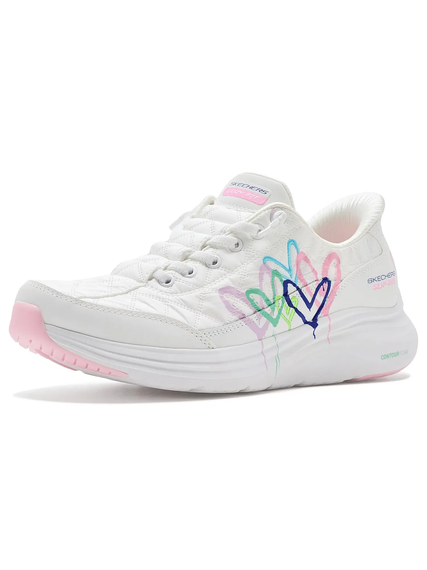 Кроссовки Contour Foam Cozy Fit Timeless Heart Hands Free Slip-ins Skechers — изображение 1 из 4, белый мульти