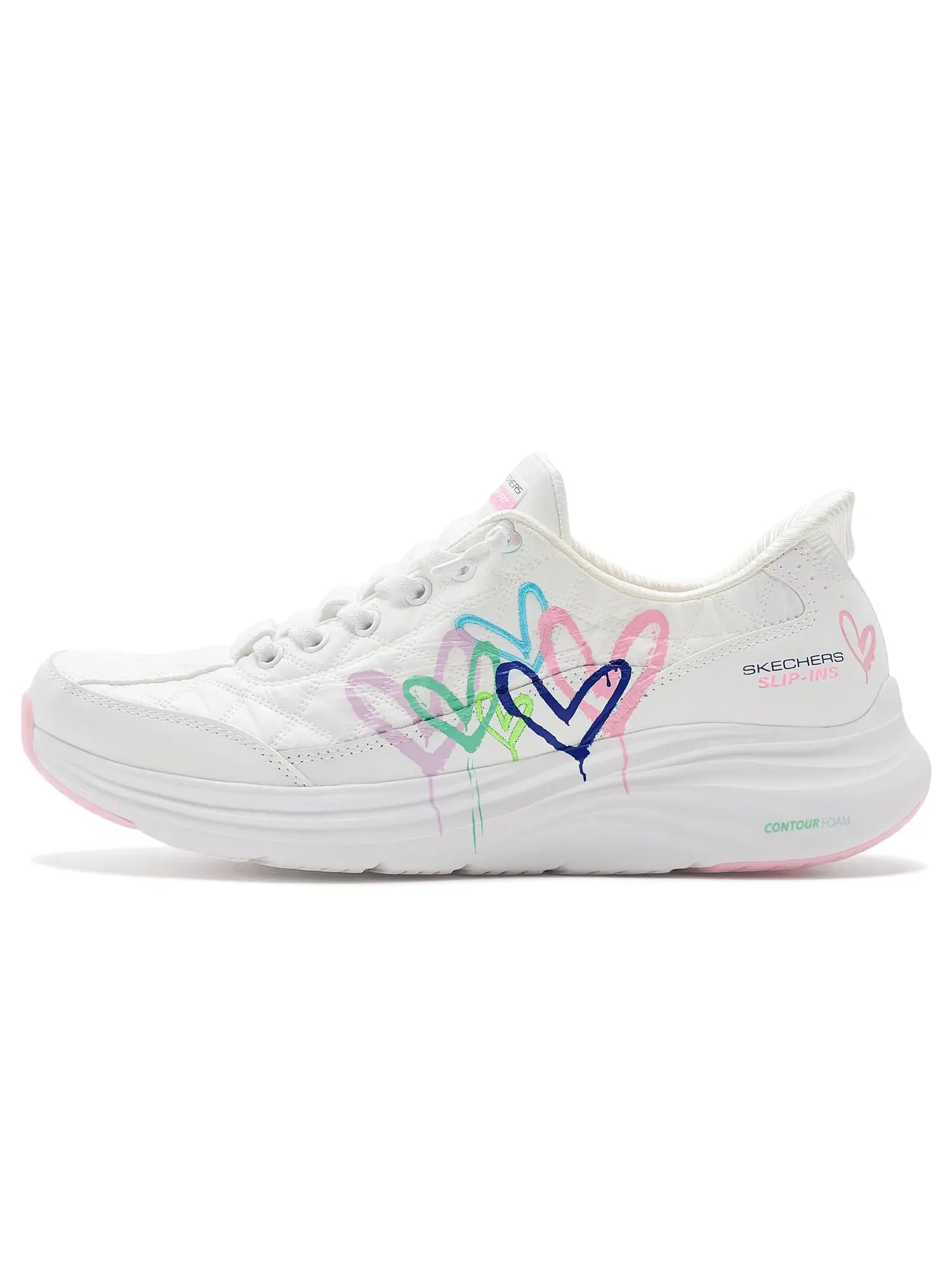 Кроссовки Contour Foam Cozy Fit Timeless Heart Hands Free Slip-ins Skechers — изображение 4 из 4, белый мульти