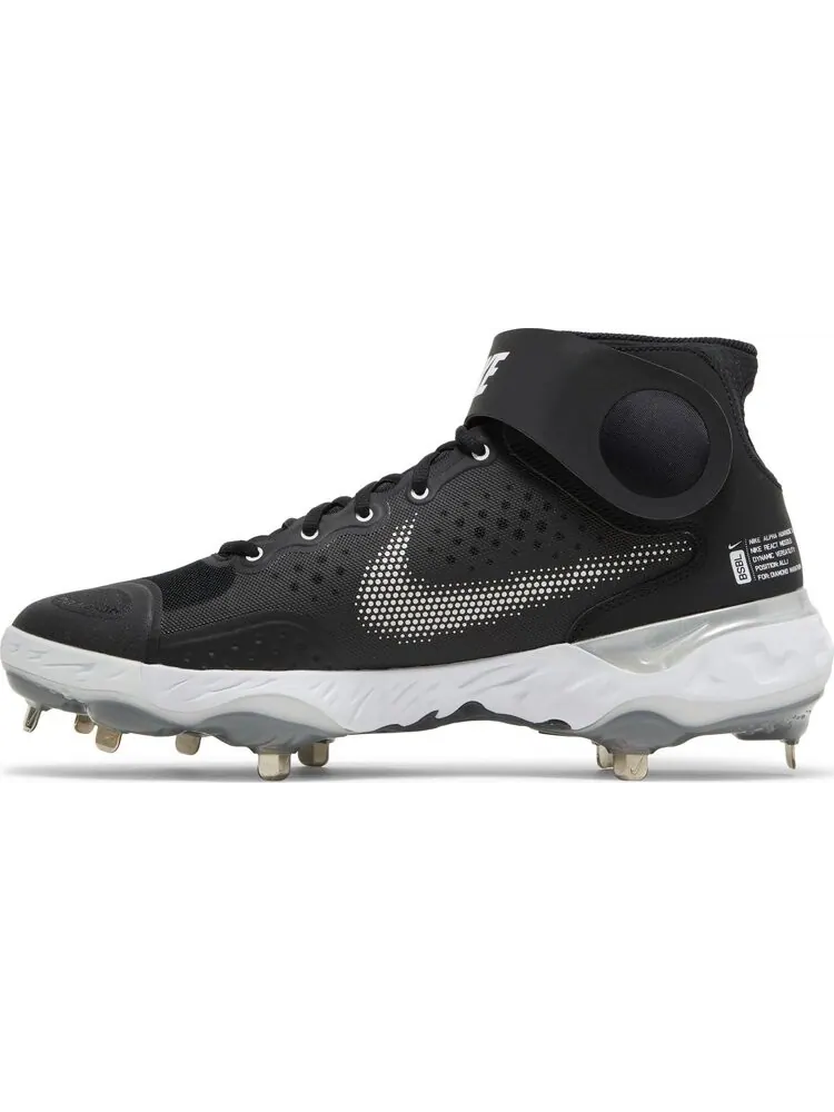 Бутсы Nike Alpha Huarache Elite 3 Mid 'Black Light Smoke Grey' — изображение 3 из 8, черный