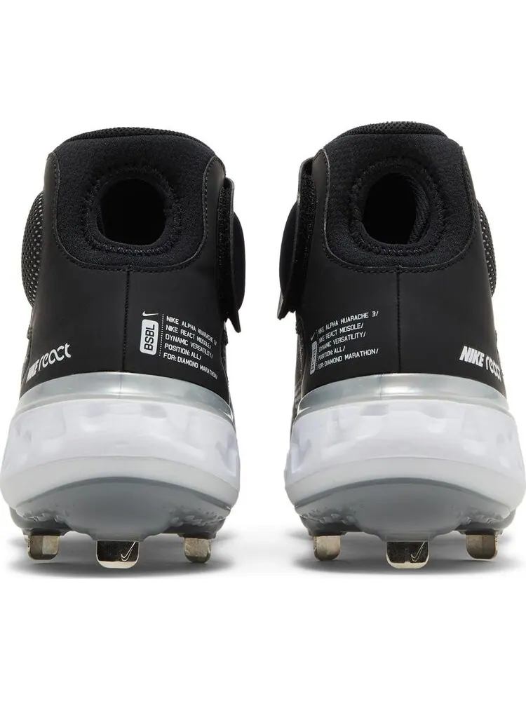 Бутсы Nike Alpha Huarache Elite 3 Mid 'Black Light Smoke Grey' — изображение 6 из 8, черный