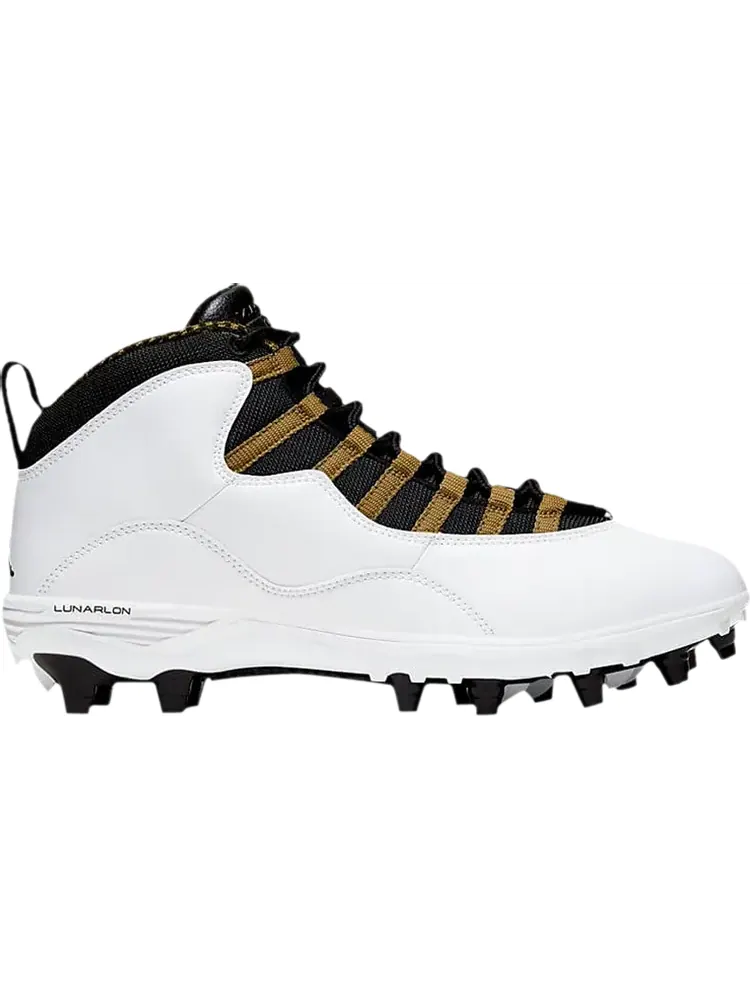 Бутсы Air Jordan 10 TD Mid White Metallic Gold — изображение 1 из 1, белый