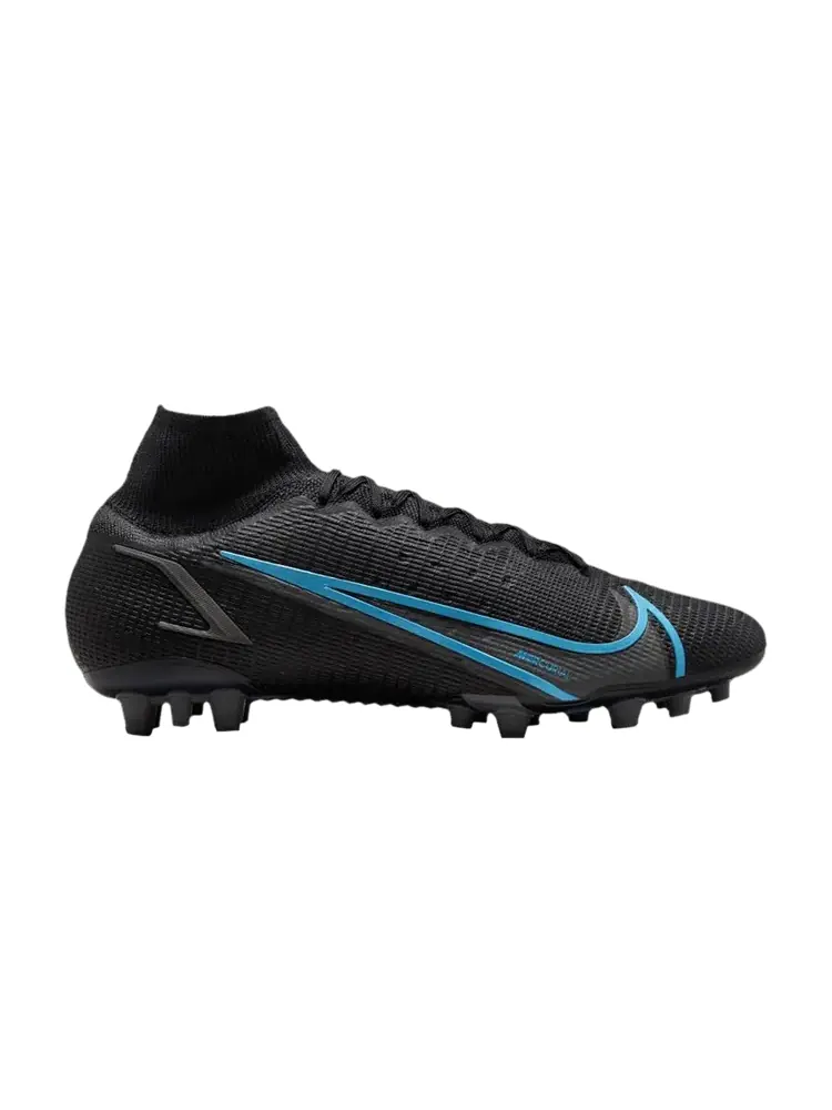 Бутсы Nike Mercurial Superfly 8 Elite AG 'Black Photo Blue' — изображение 1 из 1, черный/черный/серый