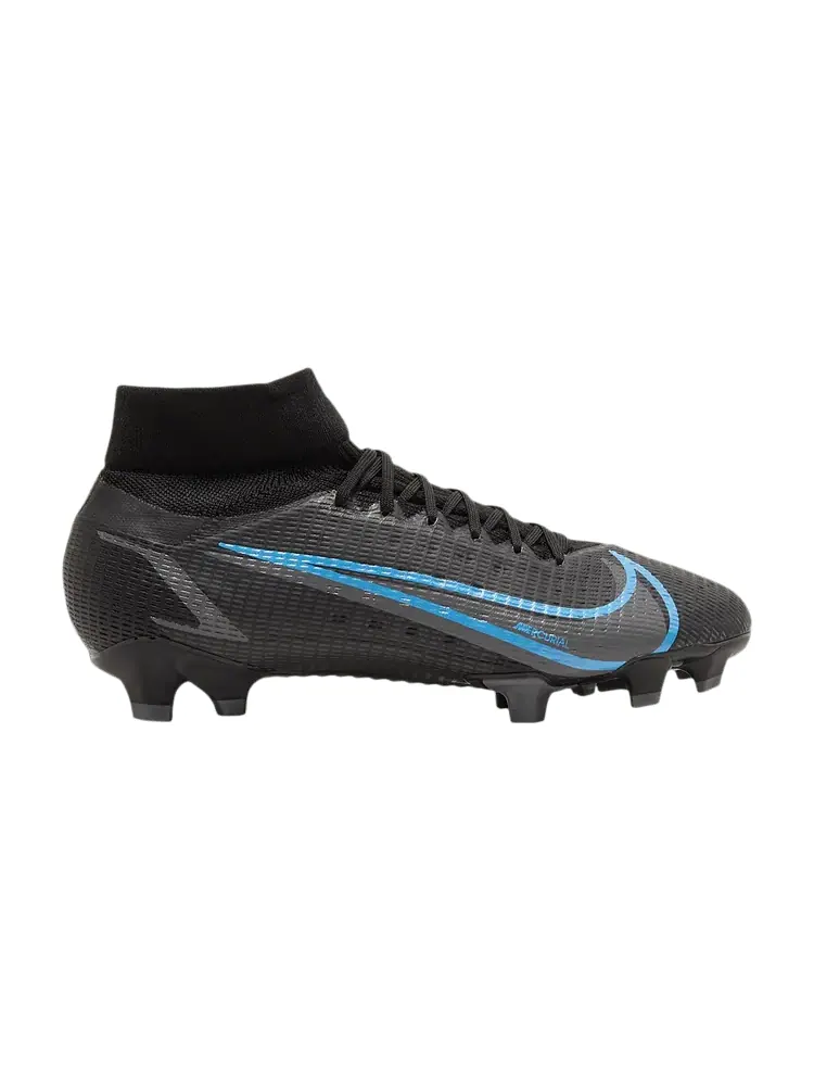 Бутсы Nike Mercurial Superfly 8 Pro FG 'Black Photo Blue' — изображение 1 из 9, черный/серый/черный