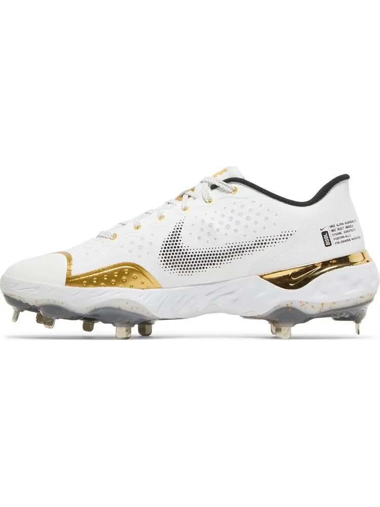 Бутсы Nike Alpha Huarache Elite 3 Low 'White Metallic Gold' — изображение 3 из 8, белый