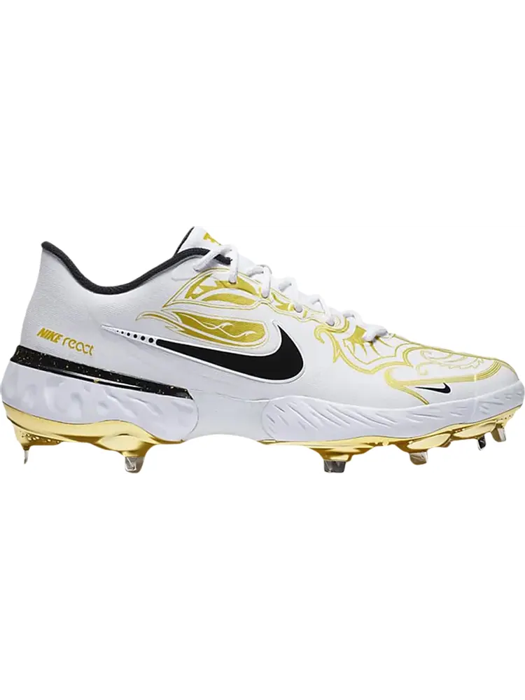 Бутсы Nike Alpha Huarache Elite 3 Low Premium 'White Metallic Vivid Gold' — изображение 1 из 1, белый