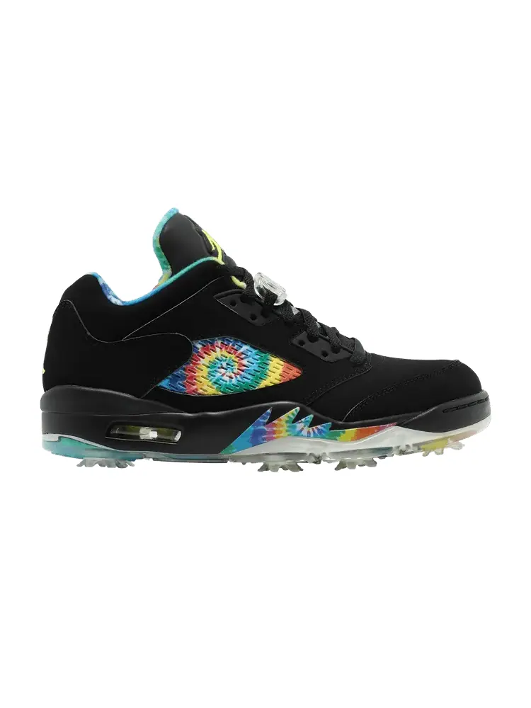 Бутсы Air Jordan Air Jordan 5 Low Golf 'Peace & Love - Black' — изображение 1 из 9, черный/белый