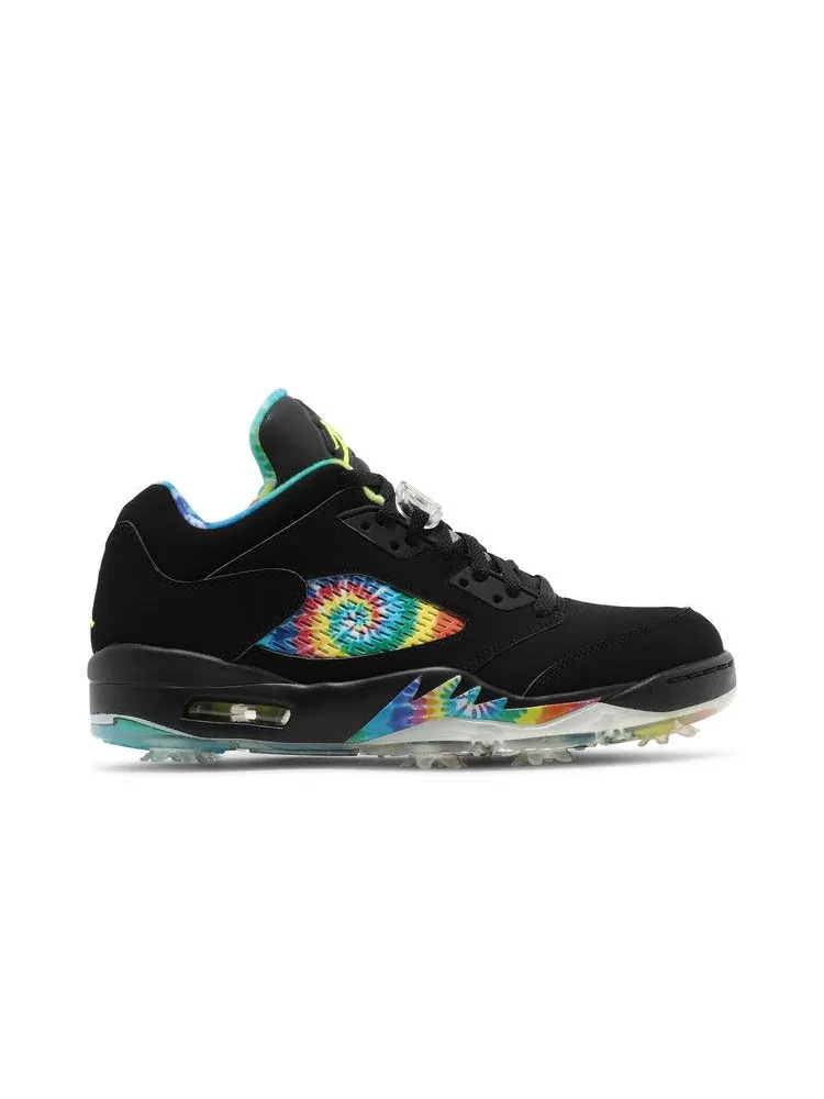Бутсы Air Jordan Air Jordan 5 Low Golf 'Peace & Love - Black' — изображение 2 из 9, черный/белый