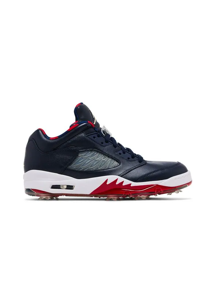 Бутсы Air Jordan Air Jordan 5 Low Golf 'Obsidian Red' — изображение 2 из 9, золотистый/белый