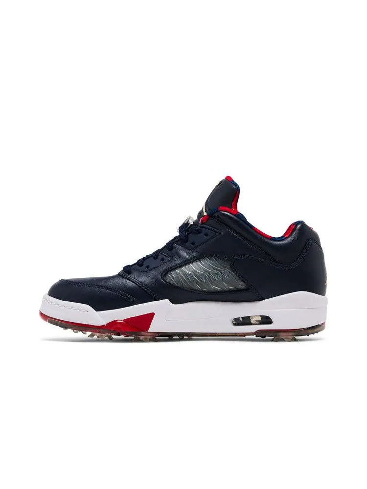Бутсы Air Jordan Air Jordan 5 Low Golf 'Obsidian Red' — изображение 4 из 9, золотистый/белый