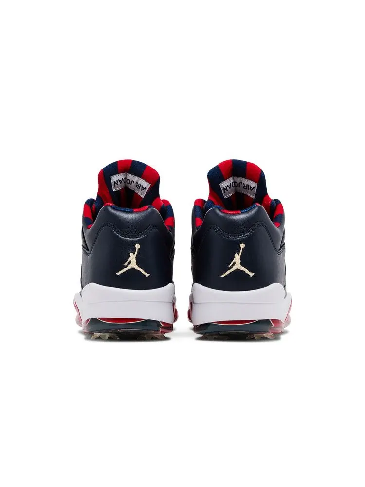 Бутсы Air Jordan Air Jordan 5 Low Golf 'Obsidian Red' — изображение 7 из 9, золотистый/белый