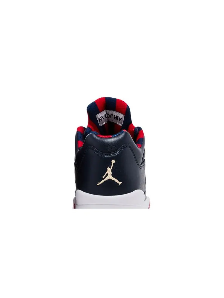 Бутсы Air Jordan Air Jordan 5 Low Golf 'Obsidian Red' — изображение 8 из 9, золотистый/белый