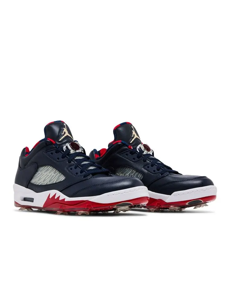 Бутсы Air Jordan Air Jordan 5 Low Golf 'Obsidian Red' — изображение 9 из 9, золотистый/белый
