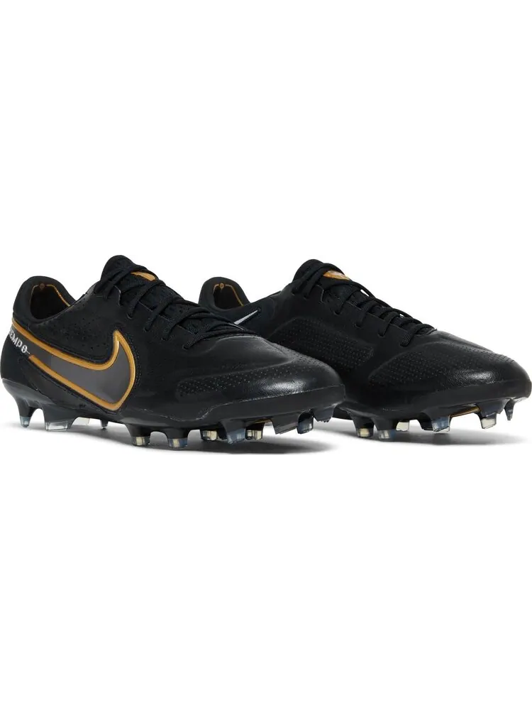 Бутсы Nike Tiempo Legend 9 Elite FG 'Black Metallic Gold' — изображение 8 из 8, черный