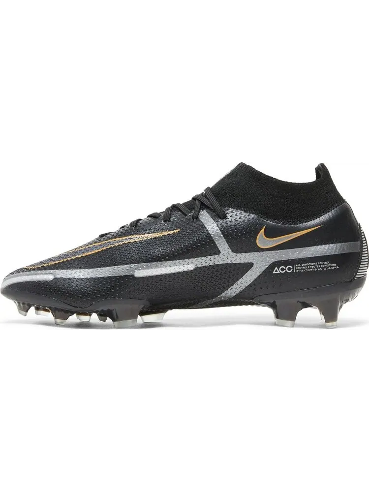Бутсы Nike Phantom GT2 DF Elite FG 'Black Metallic Gold' — изображение 3 из 8, черный