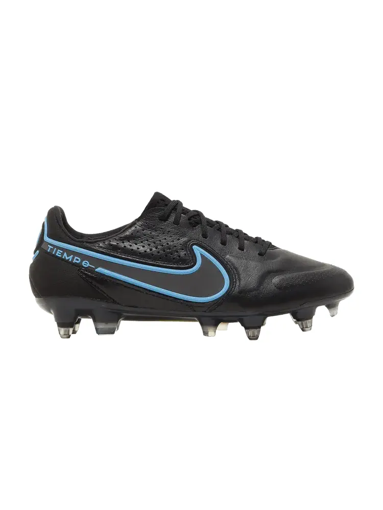 Бутсы Nike Tiempo Legend 9 Elite SG Pro AC 'Black Blue Hero' — изображение 1 из 9, черный/серый/черный