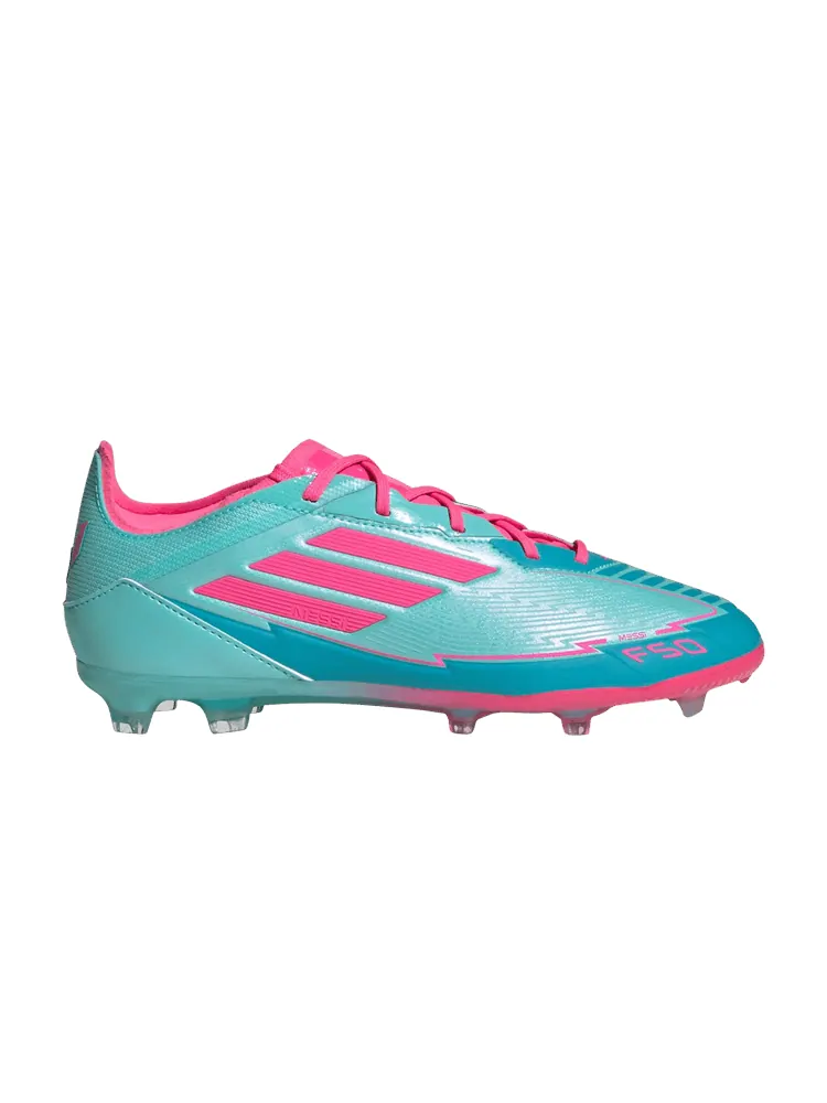Бутсы adidas Messi Adizero F50 Elite FG K 'La Vida Tropical Pack' — изображение 1 из 1, голубой/розовый/голубой
