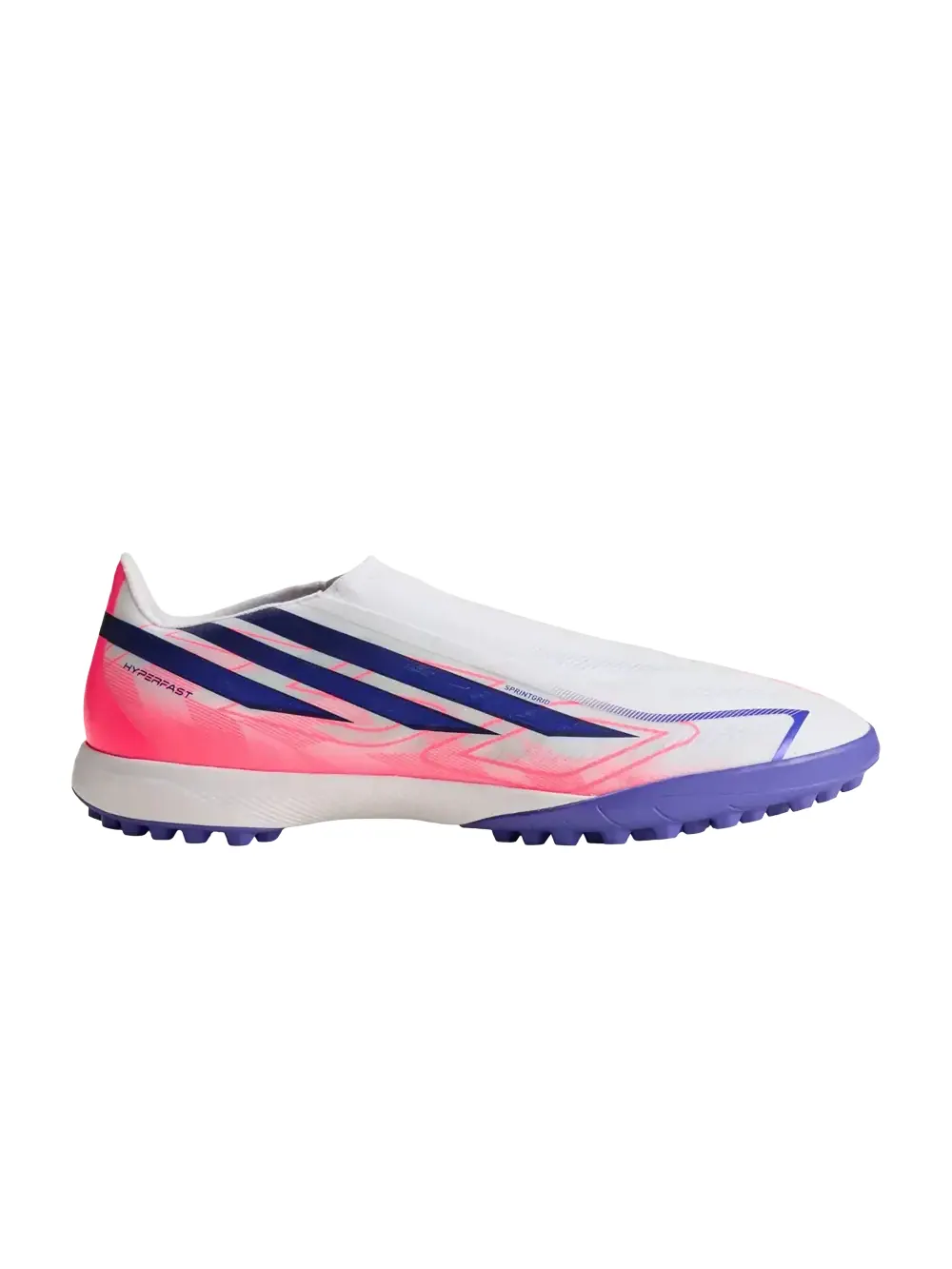 Бутсы Adidas F50 Hyperfast League Laceless TF — изображение 1 из 1, белый/фиолетовый