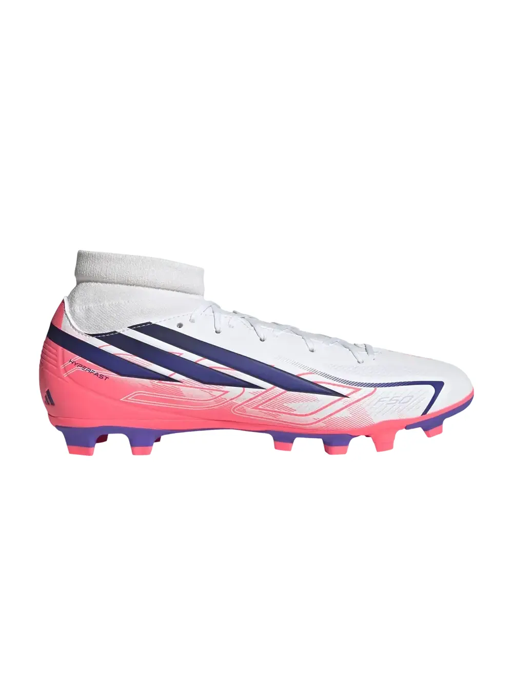 Бутсы Adidas F50 Hyperfast Club Mid FG/MG — изображение 1 из 1, белый/фиолетовый