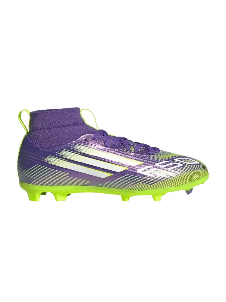 Бутсы adidas Adizero F50 League Mid FG MG K 'Radiant Blaze Pack' — изображение 1 из 1, фиолетовый/белый