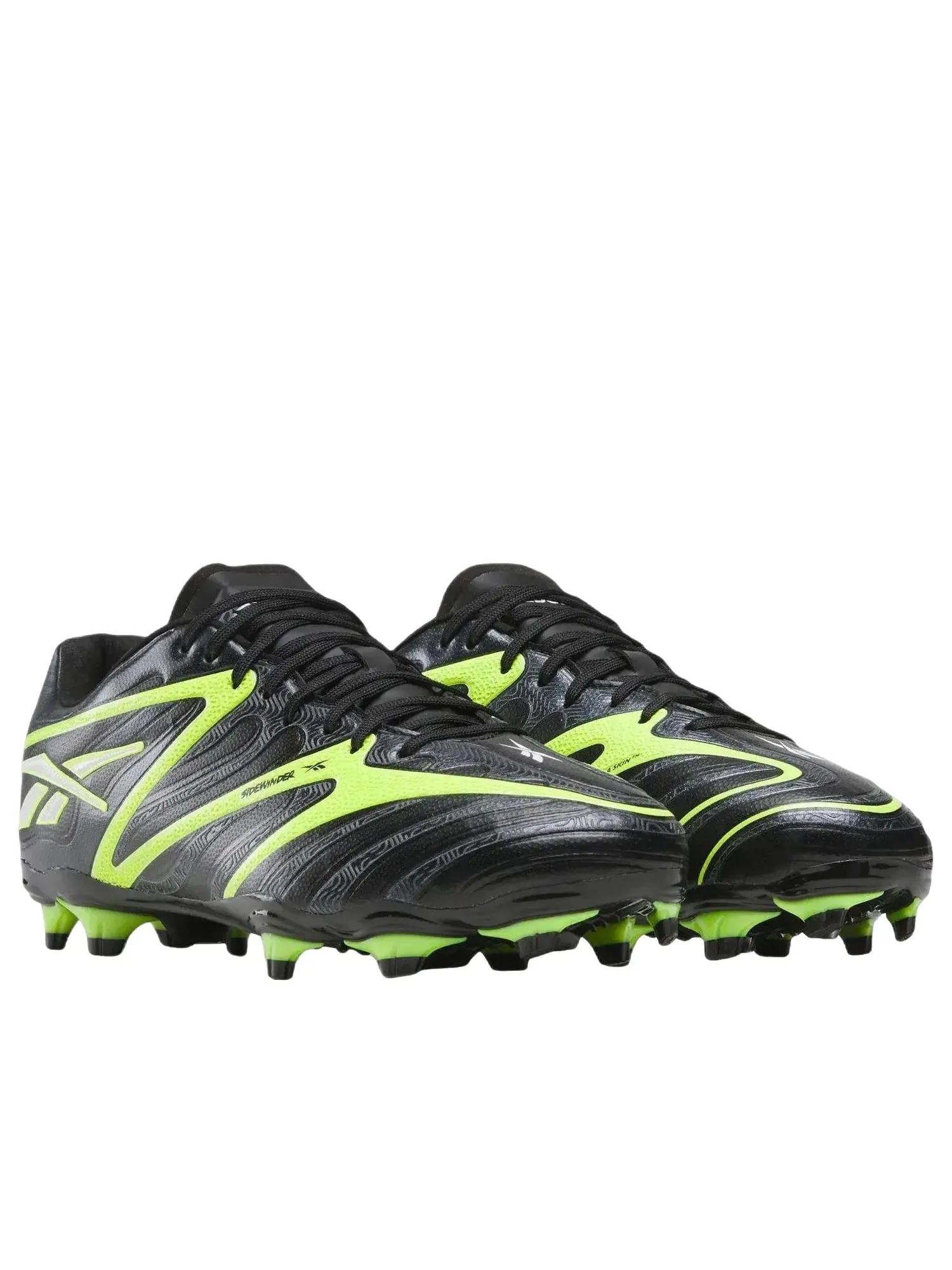 Мужские кроссовки для американского футбола Reebok Sidewinder 26 League Fg Black Digital Lime — изображение 3 из 6, черный
