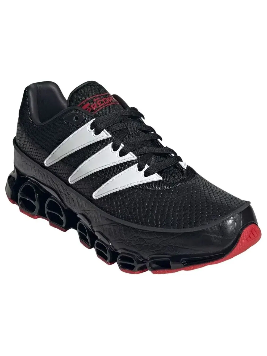 Мужские бутсы для футбола с шнуровкой Predator Black White Scarlet Adidas — изображение 4 из 5, черный