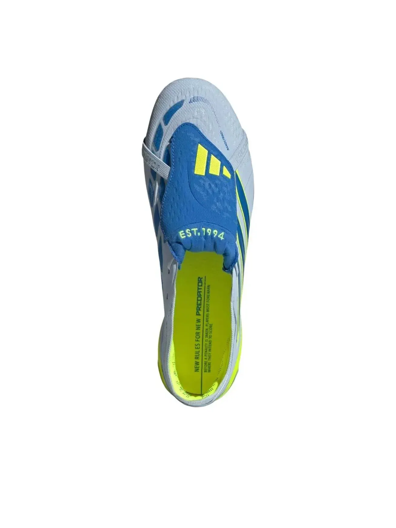 Бутсы футбольные Adidas Predator Elite Fold-Over Tongue AG 'Crystal Sky Ray Blue Solar Yellow' — изображение 3 из 5, синий