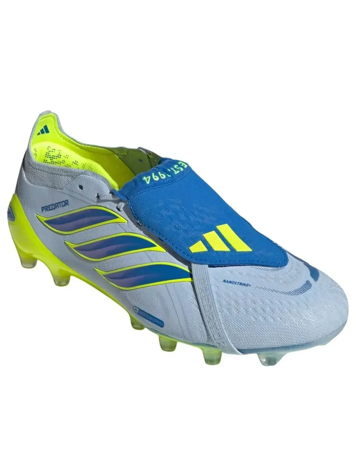 Бутсы футбольные Adidas Predator Elite Fold-Over Tongue AG 'Crystal Sky Ray Blue Solar Yellow' — изображение 4 из 5, синий