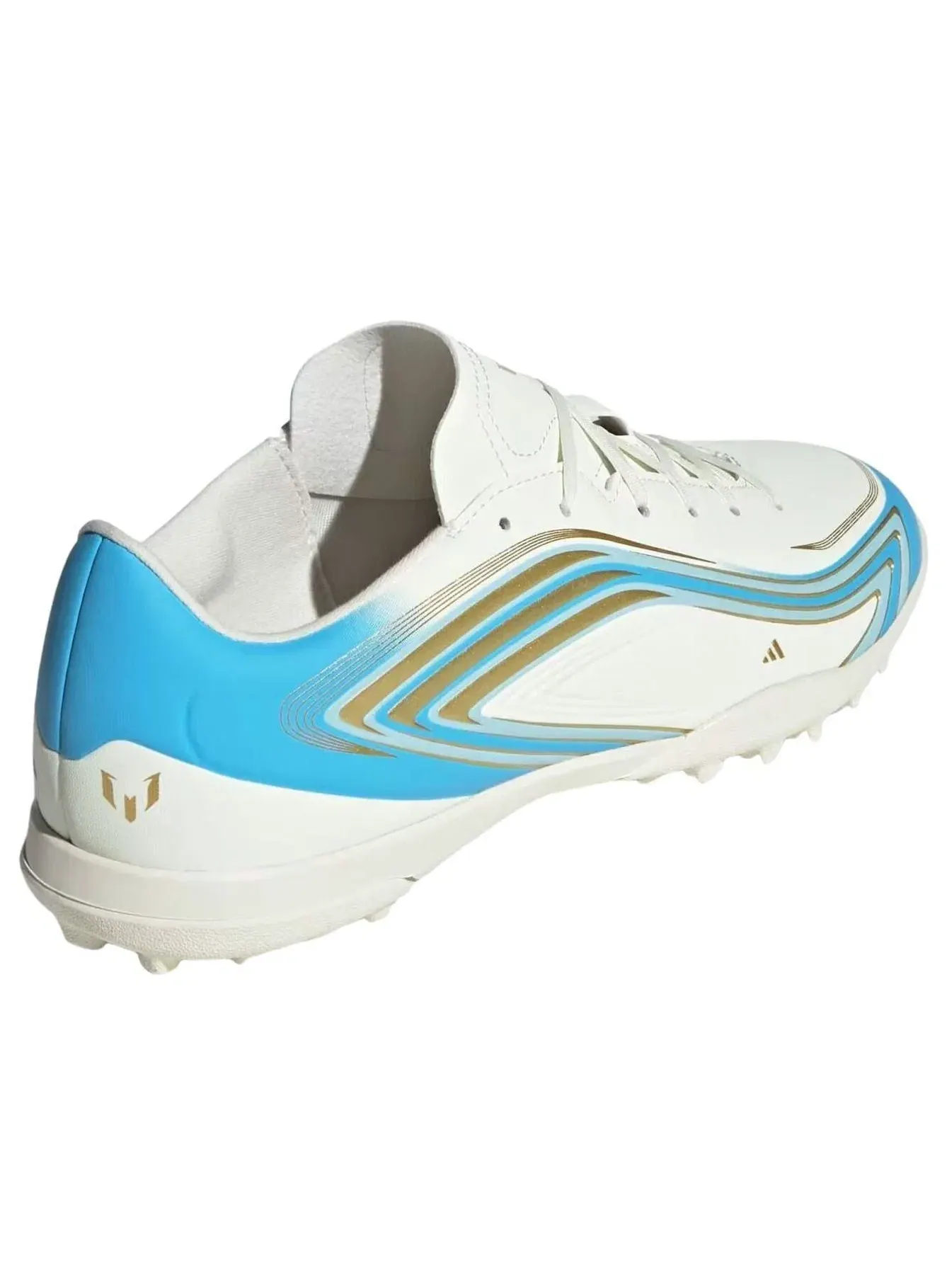 Мужские бутсы для футбола с шнуровкой кожаные F50 Ivory Semi Blue Burst Icey Blue Adidas — изображение 3 из 6, белый