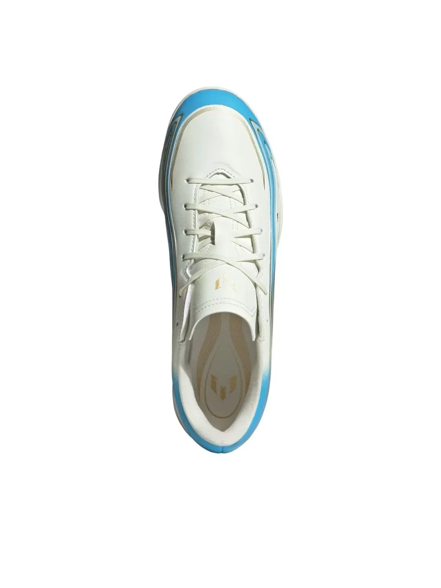 Мужские бутсы для футбола с шнуровкой кожаные F50 Ivory Semi Blue Burst Icey Blue Adidas — изображение 4 из 6, белый
