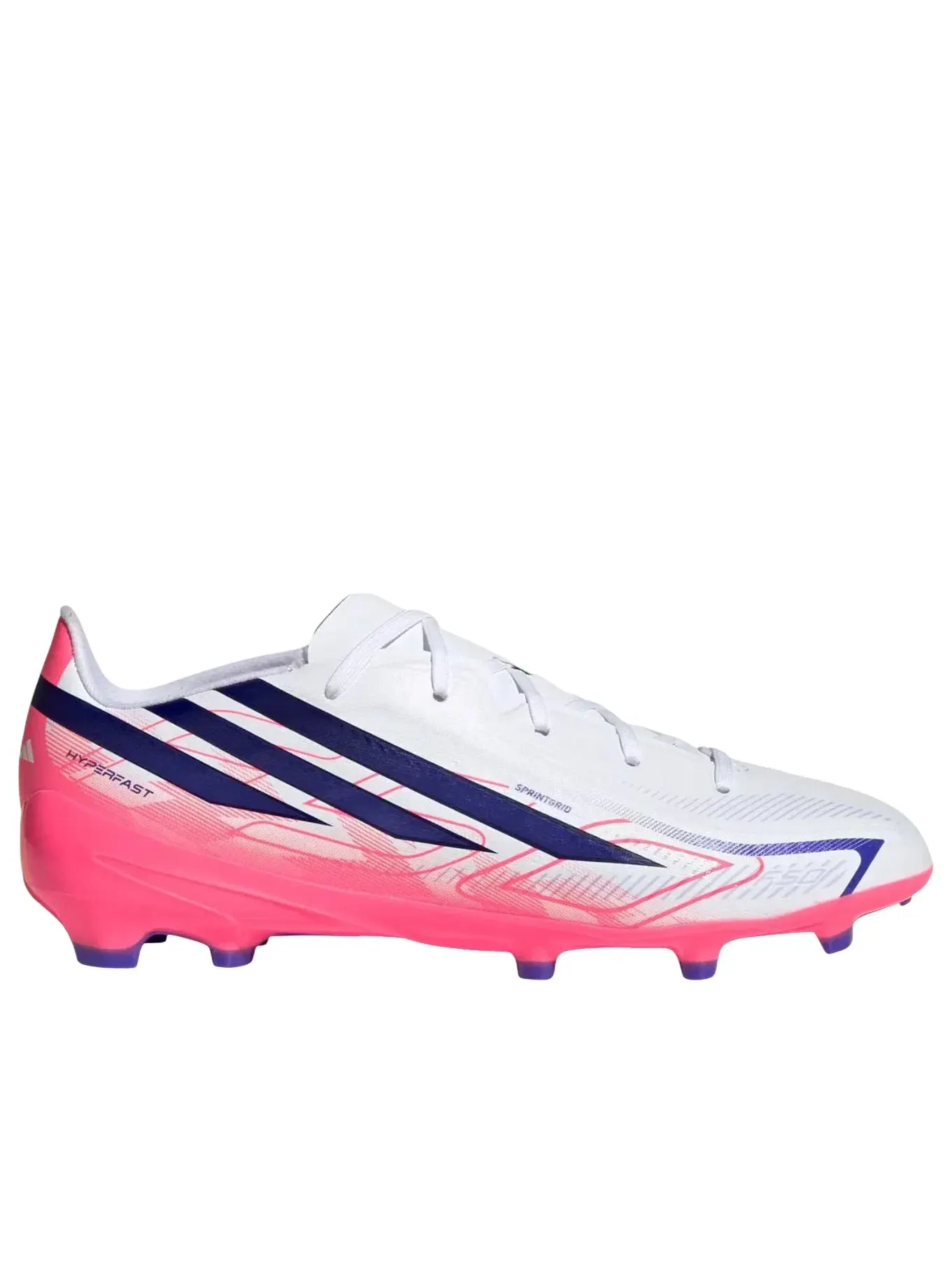 Детские бутсы для футбола с шнуровкой F50 Hyperfast League FG Adidas — изображение 2 из 6, белый