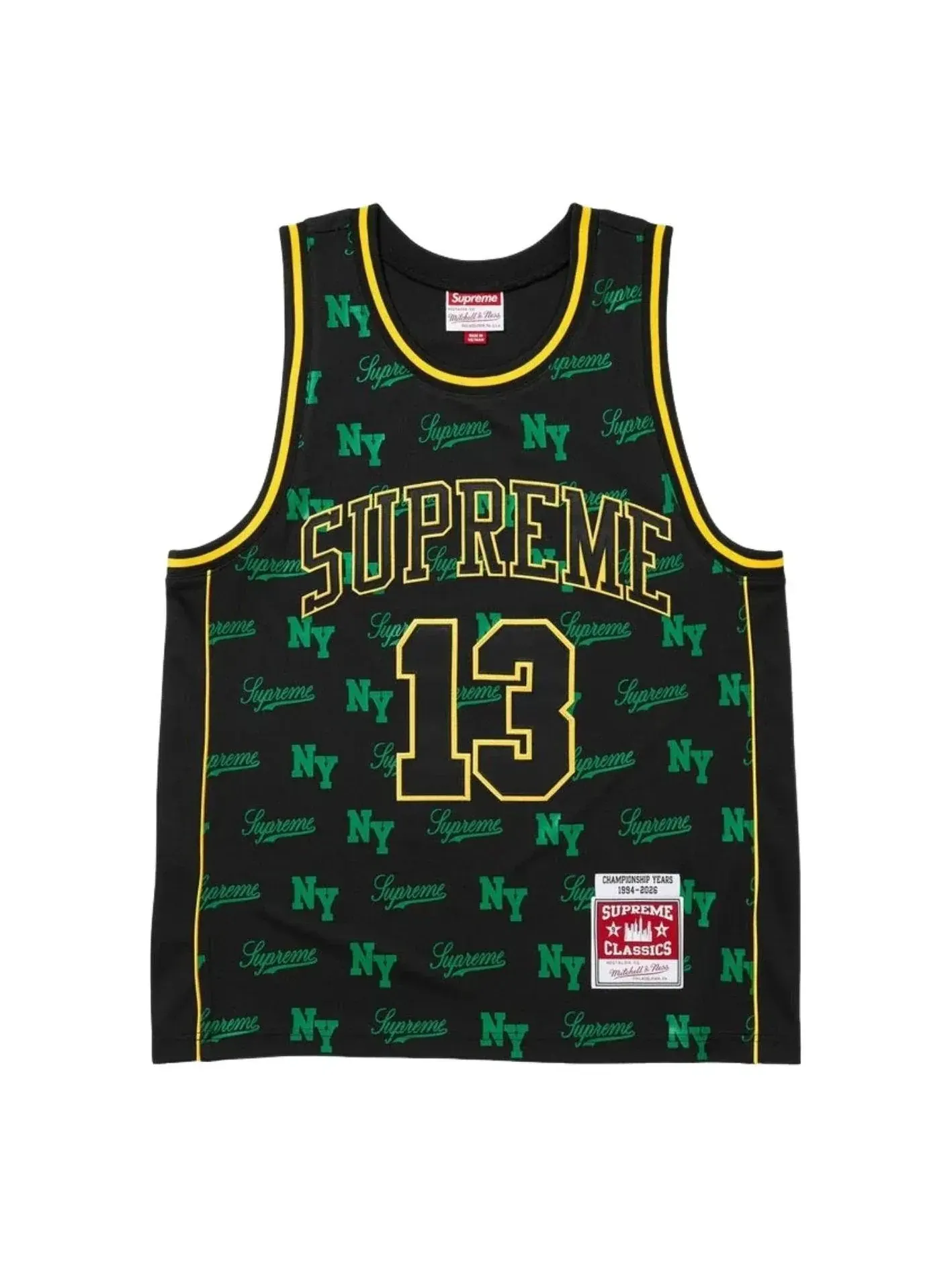 Баскетбольная майка Supreme x Mitchell & Ness Monogram SS26, черная, SUP-SS26-220-BLK — 1