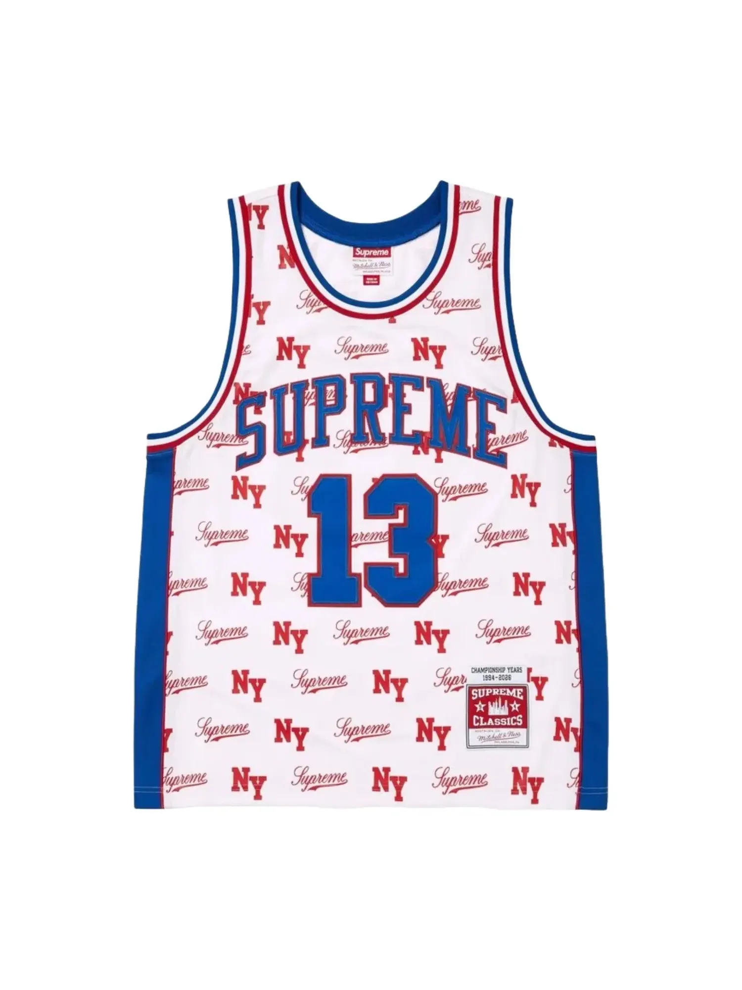 Баскетбольная майка Supreme x Mitchell & Ness Monogram SS26, белая, SUP-SS26-220-WHT — 2