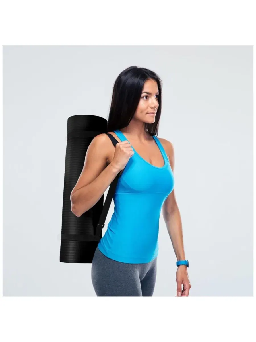 Коврик для йоги GoYoga 180 x 61 см , устойчивый к разрывам, с ремешком Balancefrom Fitness — изображение 6 из 8, нет цвета