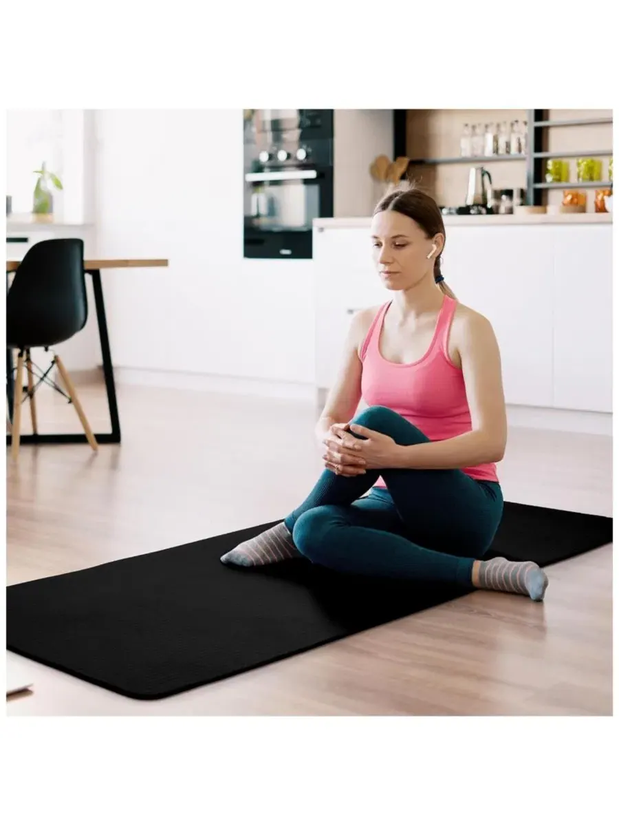 Коврик для йоги GoYoga 180 x 61 см , устойчивый к разрывам, с ремешком Balancefrom Fitness — изображение 7 из 8, нет цвета