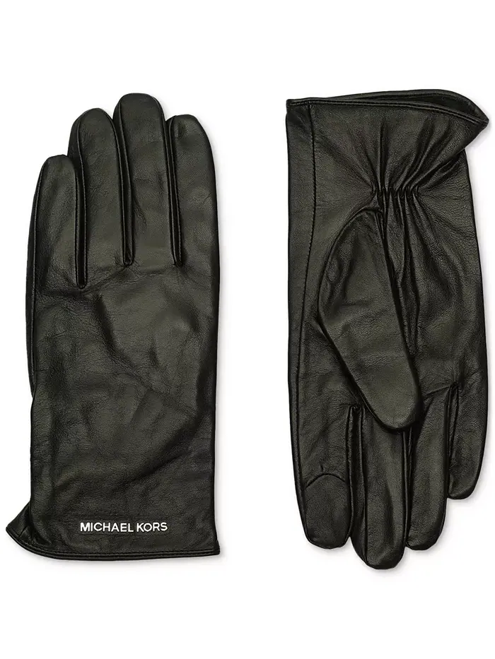 Женские кожаные перчатки MICHAEL с логотипом Michael Kors — изображение 2 из 4, черный серебристый