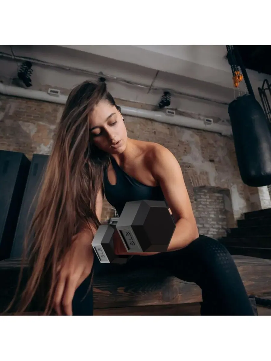 Гантели BalanceFrom с подставкой, гантели в резиновом корпусе для домашнего спортзала, 45 кг — изображение 7 из 10, нет цвета