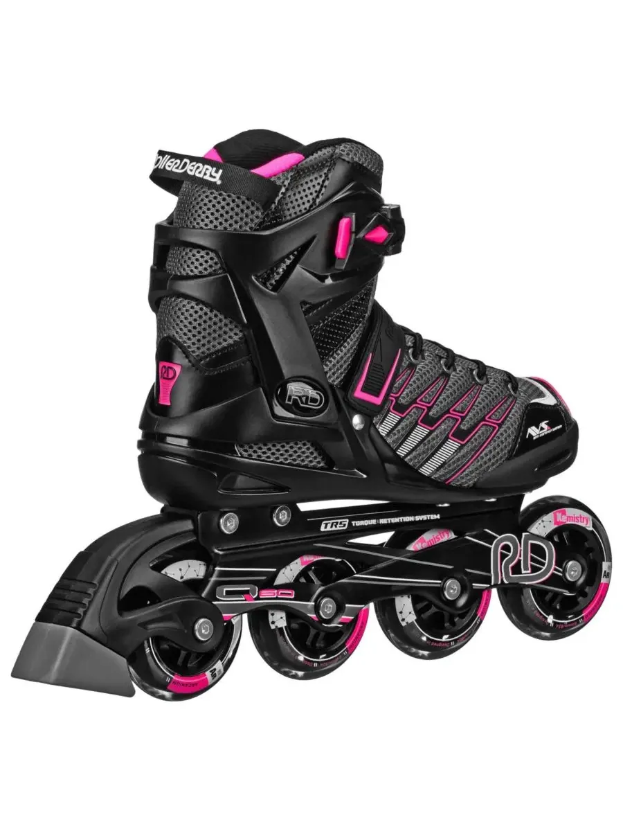 Женские роликовые коньки Aerio Q-60 Roller Derby — изображение 2 из 5, черный/розовый